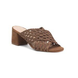 HELENE ROUGE Cuero Made In Spain Leather Woven Crossband Sandals